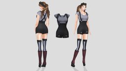 Female Steampunk Romper Shorts steampunk, cute, tshirt, , fashion, shorts, girls, clothes, with, dress, womens, t-shirt, overall, wear, romper, pbr, low, poly, female