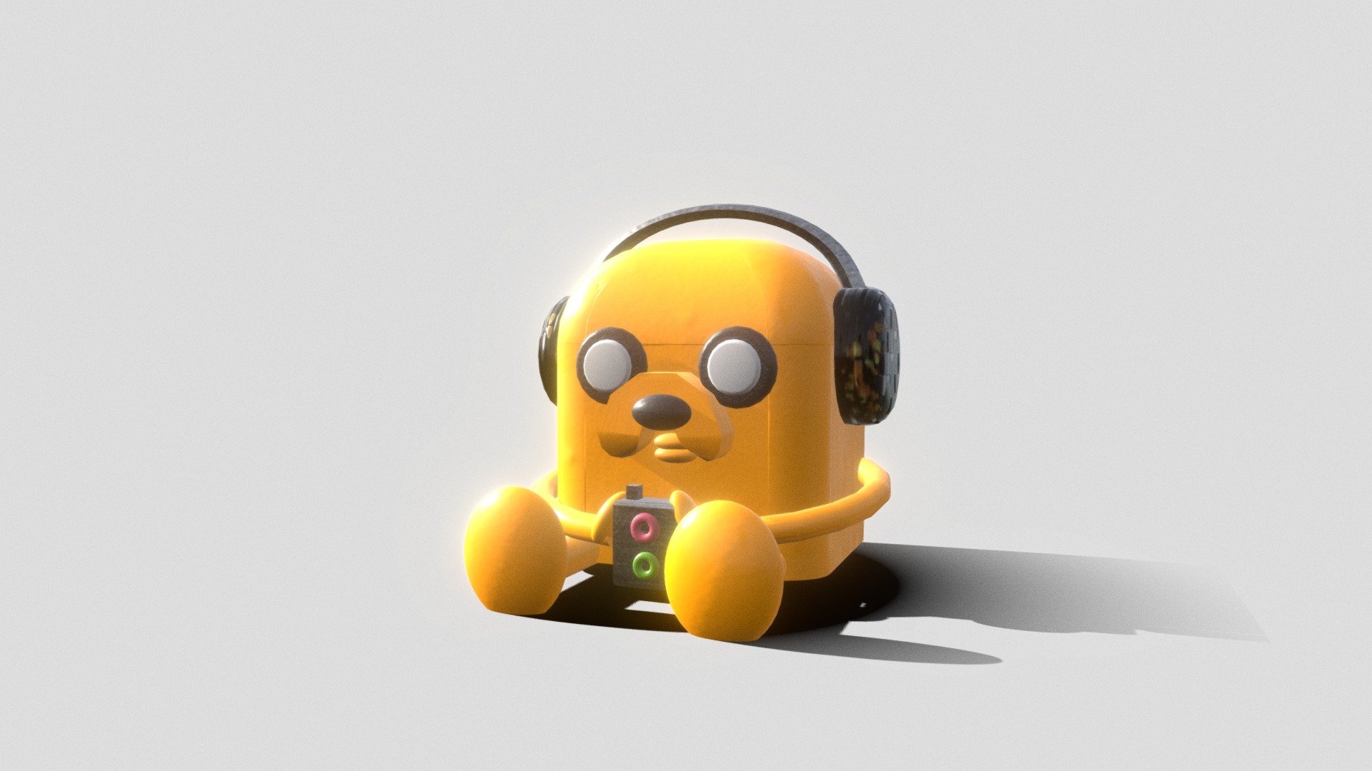 I have a funko pop of Jake siiting in my room, and I've been tempted to recreate him for a while! Probably wasn't the best idea for an assingment as this took 4 hours. (worth it) - Jake the Dog! - 3D model by Gladislopezvalencia 3d model