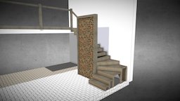 Loft stair ash, audriokas, medidomus, sketchup, stair