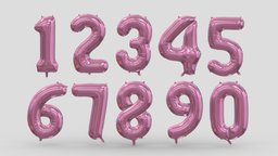 Balloon Numbers Pink text, flying, balloon, font, accessories, party, decorative, holiday, letter, birthday, inflatable, logo, roman, alphabet, number, holidays, balloons, language, advertisement, helium, inflated, symbols, foil, various, 3d, air, decoration, gold