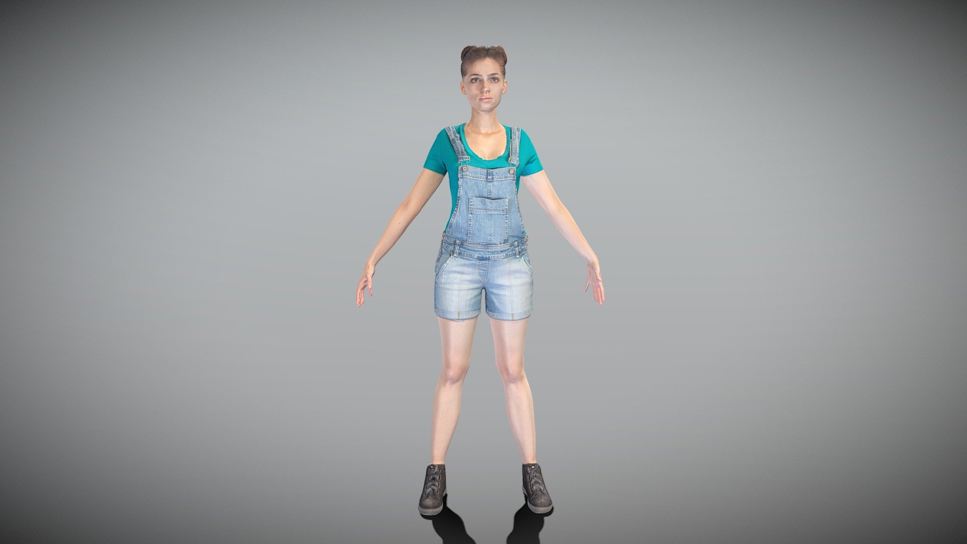 This is a true human size detailed model of a beautiful young woman of Caucasian appearance dressed in casual clothes. The model is captured in the A-pose with mesh ready for rigging and animation in all most usable 3d software.

Technical specifications:




digital double scan model

low-poly model

high-poly model (.ztl tool with 5-6 subdivisions) clean and retopologized automatically via ZRemesher

fully quad topology

sufficiently clean

edge Loops based

ready for subdivision

8K texture color map

non-overlapping UV map

ready for animation

PBR textures 8K resolution: Normal, Displacement, Albedo maps

Download package includes a Cinema 4D project file with Redshift shader, OBJ, FBX, STL files, which are applicable for 3ds Max, Maya, Unreal Engine, Unity, Blender, etc. All the textures you will find in the “Tex” folder, included into the main archive.

3D EVERYTHING

Stand with Ukraine! - Beautiful woman in jeans overalls in A-pose 408 - Buy Royalty Free 3D model by deep3dstudio 3d model