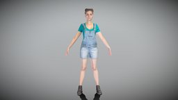 Beautiful woman in jeans overalls in A-pose 408 style, archviz, scanning, people, , fashion, young, jeans, realistic, woman, beautiful, casual, scan3d, realism, overall, ukraine, overalls, pretty, peoplescan, femalecharacter, denim, womancharacter, a-pose, apose, readyforanimation, ready-to-use, photoscan, realitycapture, photogrammetry, female, human, ready-to-rig, scanpeople, denim-jeans