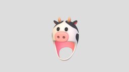Prop066 Cow Hat face, hat, cow, cute, baby, kid, dairy, fun, prop, fashion, mammal, party, vr, ar, milk, fur, ear, farm, head, headdress, costume, cartoon, helmet, anime, noai