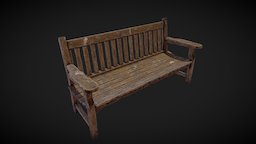 Old Bench bench, props, substancepainter, substance, maya, game, pbr, lowpoly, poly, environment