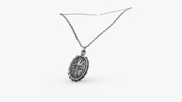 Silver Locket Necklace jewel, jewelry, medieval, antique, silver, medalion, chain, necklace, locket, fantasy