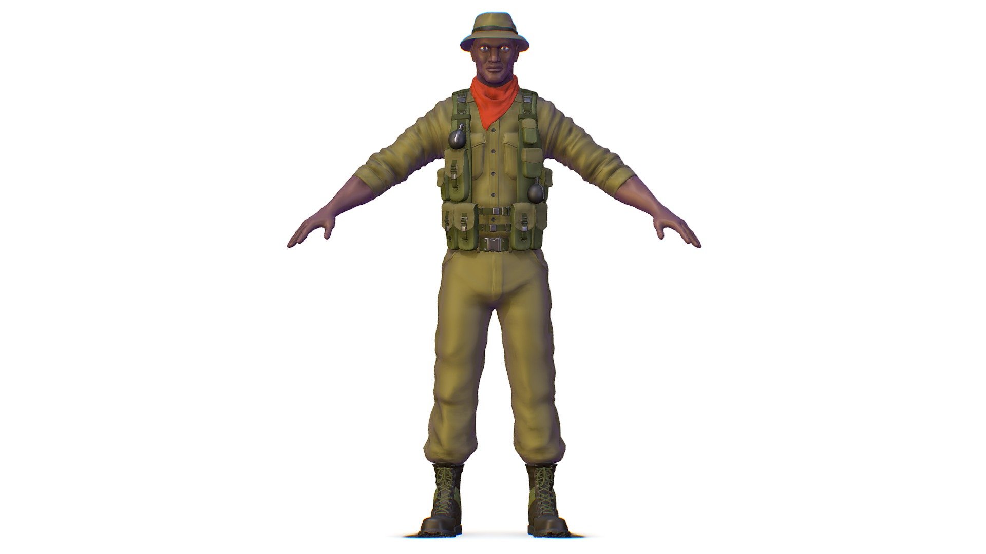 High Poly Black Man Soldier in Green Armor Camouflage - High Poly Black Man Soldier Green Armor - Buy Royalty Free 3D model by Oleg Shuldiakov (@olegshuldiakov) 3d model