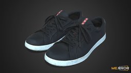 [Game-Ready] Black sneakers shoe, topology, fashion, ar, shoes, sneakers, shoescan, low-poly, photogrammetry, 3d, lowpoly, scan, 3dscan, gameasset, black, gameready, shoes3d, noai