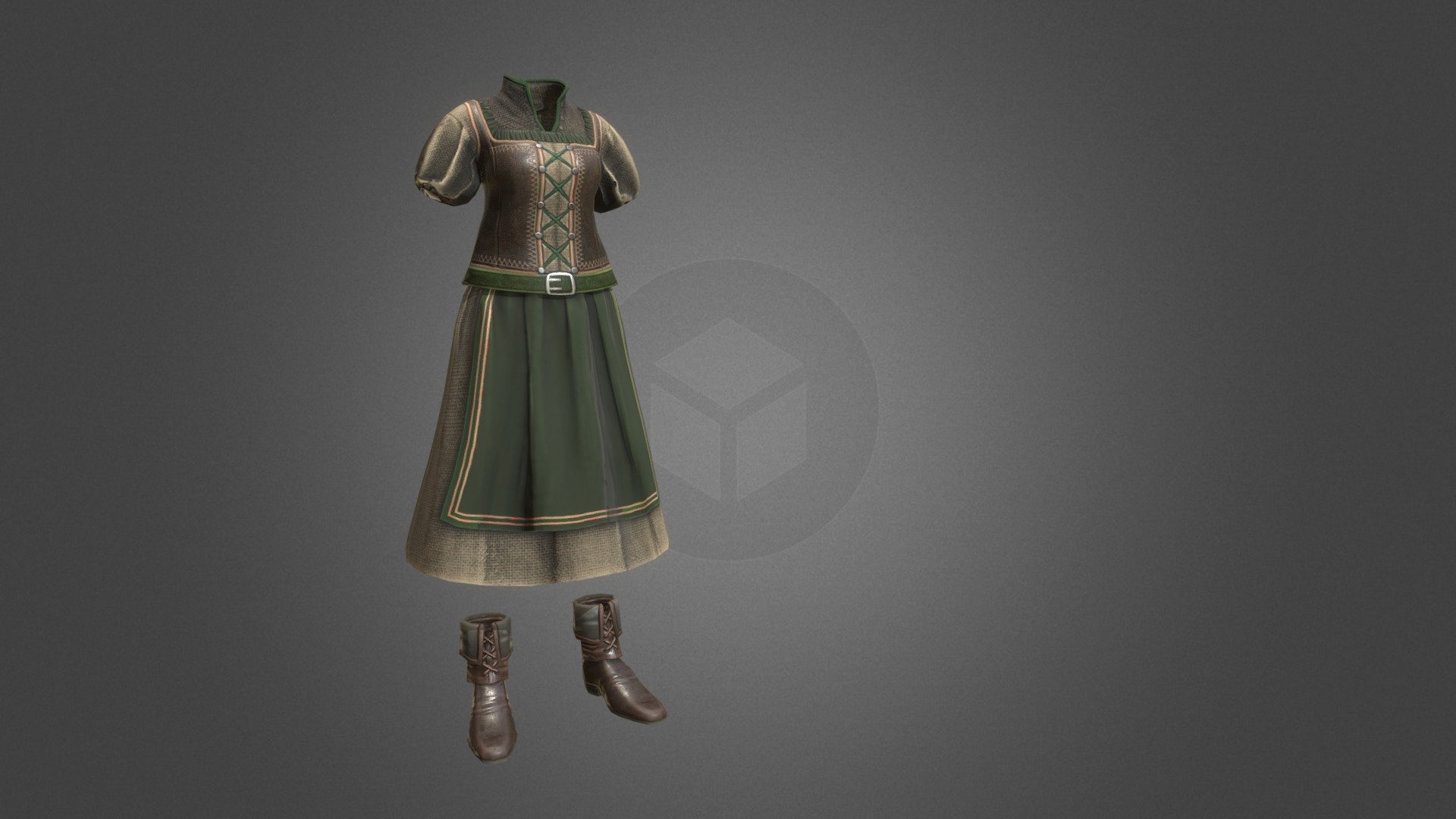 Apron Peasant Dress - 3D model by Portalarium 3d model