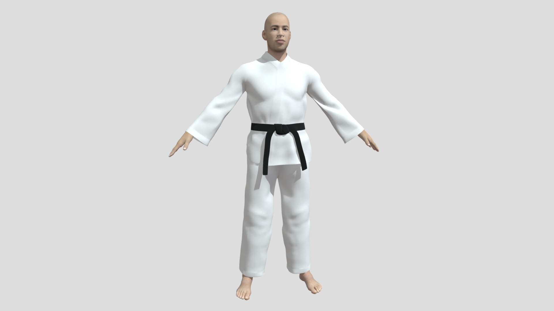 Karatae Fighter 3D model is a high quality, photo real model that will enhance detail and realism to any of your game projects or commercials. The model has a fully textured, detailed design that allows for close-up renders. 

• High quality polygonal model, with detailed texture
• Maya 2019 V-Ray and standard materials scenes 
• Textures 4096 x 4096 - Karate Fighter - Buy Royalty Free 3D model by trish.j2109 3d model