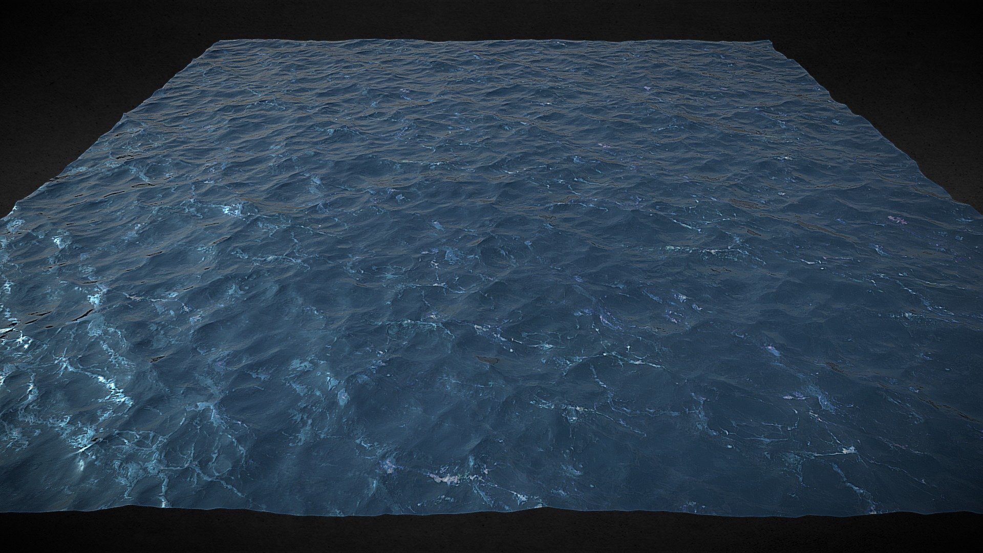 -ocean square bigger wave pattern for tiles &amp; generate wider view
-animation cache alembic 25fps 4sec
-possible offset animation +/- parameter in shot
-lowpoly optimized mesh
maps 4k: BaseColor, Roughness, Normal - ocean surface waves animation cache simulation4 - Buy Royalty Free 3D model by scanforge (@looppy) 3d model