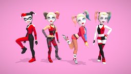 Harley comics, 3dmodels, humanoid, clown, batman, comic, cycle, rig, color, dc, mixamo, joker, casual, harley, hyper, colorful, animations, femalecharacter, character, low-poly, 3d, texture, lowpoly, low, poly, model, female, animation, 3dmodel, human, cycles, rigged, villain, female-model, mixamoanimation, hypercasual, mixamoautorig