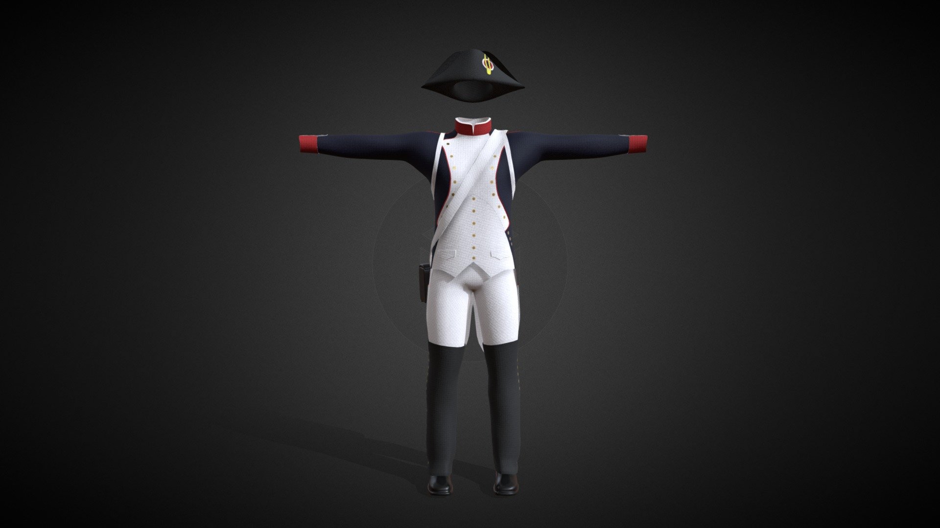 The uniform of the French Line Infantry (Line Fusiliers) was officialy worn by Napoleon's soldiers from the time of the revolution until 1806. Afterward, new uniforms began production. However, it took some time to fully replace the older uniforms, so some of them were still in use even at the beginning of the invasion of Russia. This 3D model was created based on a uniform from the Austerlitz battlefield 3d model