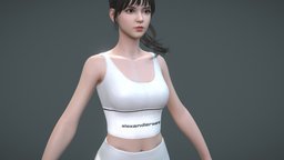 Fitness yoga sportwear suit game assets avatar, sports, fitness, pants, gym, runner, young, exercise, tight, trainer, woman, yoga, athletic, workout, excercise, tops, character, girl, pbr, female, sport, gameready