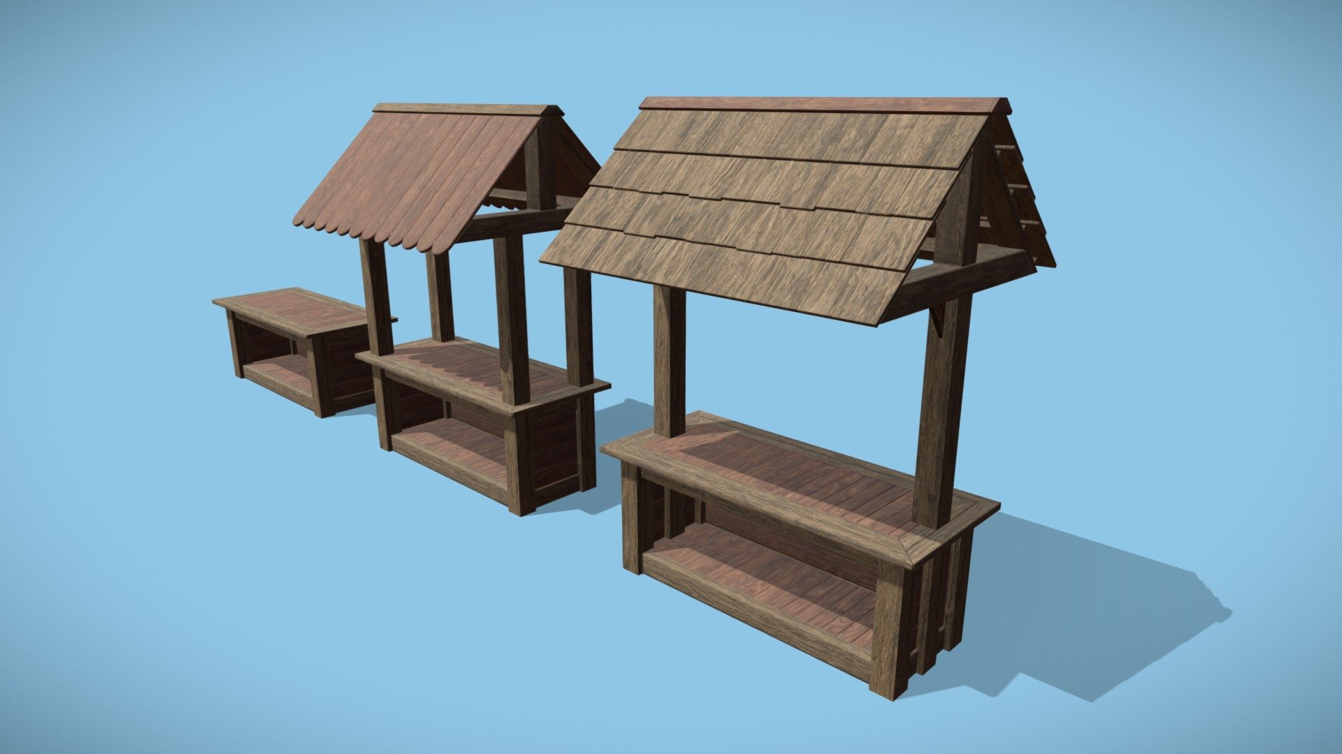Wooden kiosks for indoor/outdoor markets 3d model