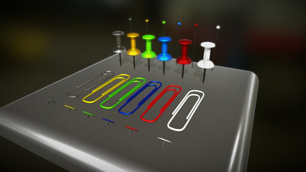 A set of pin needles, pins, paperclips, and Thumbtacks.  - Pin Needles Pins Paperclips And Thumbtacks pack - 3D model by 3DHaupt (@dennish2010) 3d model