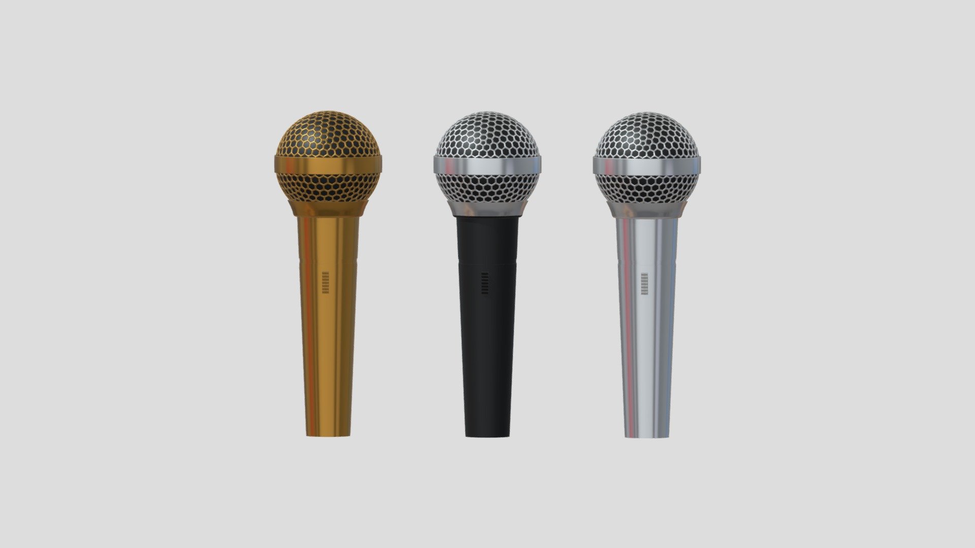 -Cartoon Microphone.

-This product contains 6 models.

-Contains 3 color microphone.

-This product was created in Blender 2.8.

-Total vertices: 12,178. Total polygons: 13,457.

-Formats: . blend . fbx . obj, c4d,dae,fbx,unity.

-We hope you enjoy this model.

-Thank you 3d model