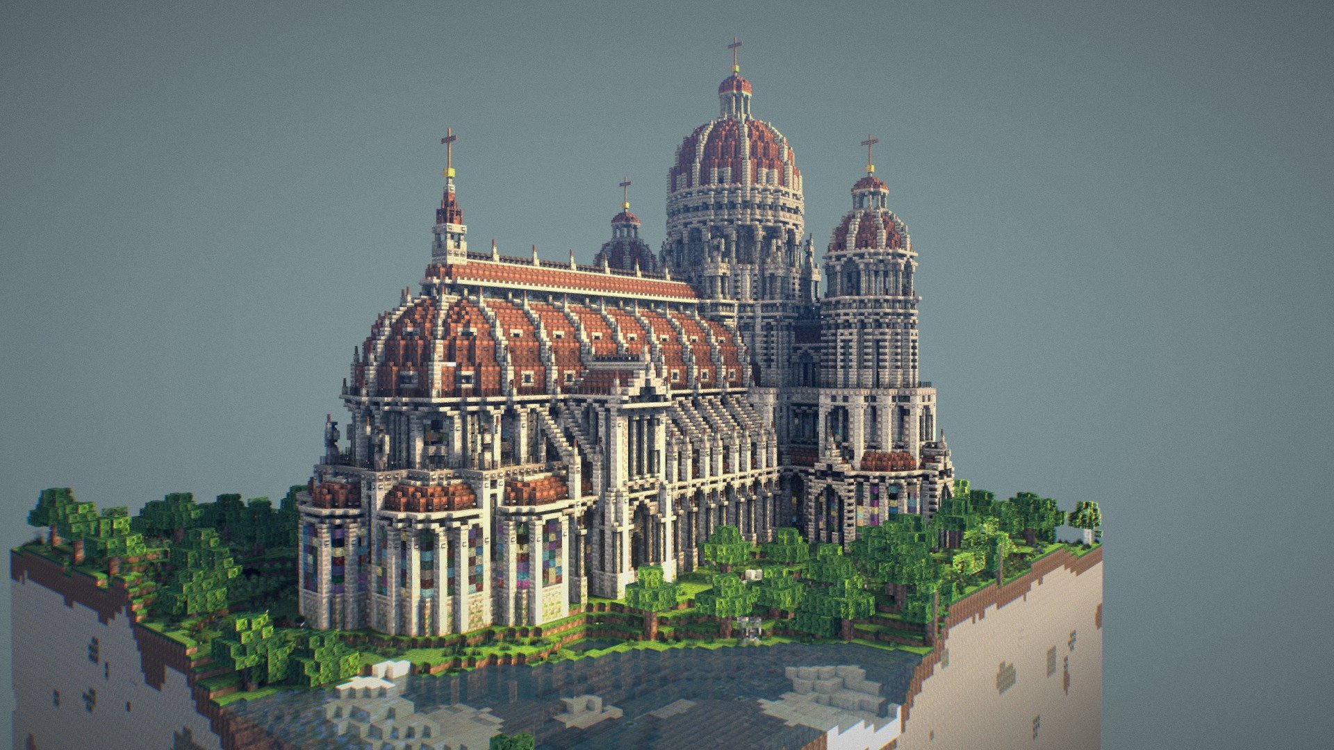 This is a build that I use as a parkour map on my friend's server. Please ignore the model export errors.

Map download:
http://www.mediafire.com/download/r9etmbpgtr2a8g3/Cathedral.rar

minecraft 1.7+ with Conquest texturepack


This model is featured in the official Sketchfab VR app:
 - Cathedral - Download Free 3D model by patrix 3d model