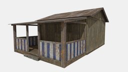 Wooden Shed wooden, exterior, painted, shed, cabin, hut, shack, architecture, pbr, lowpoly, gameasset, building, workshop, interior