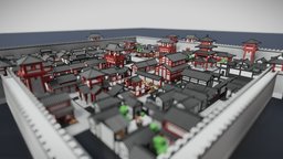 Low poly Chinese city ancient, chinese