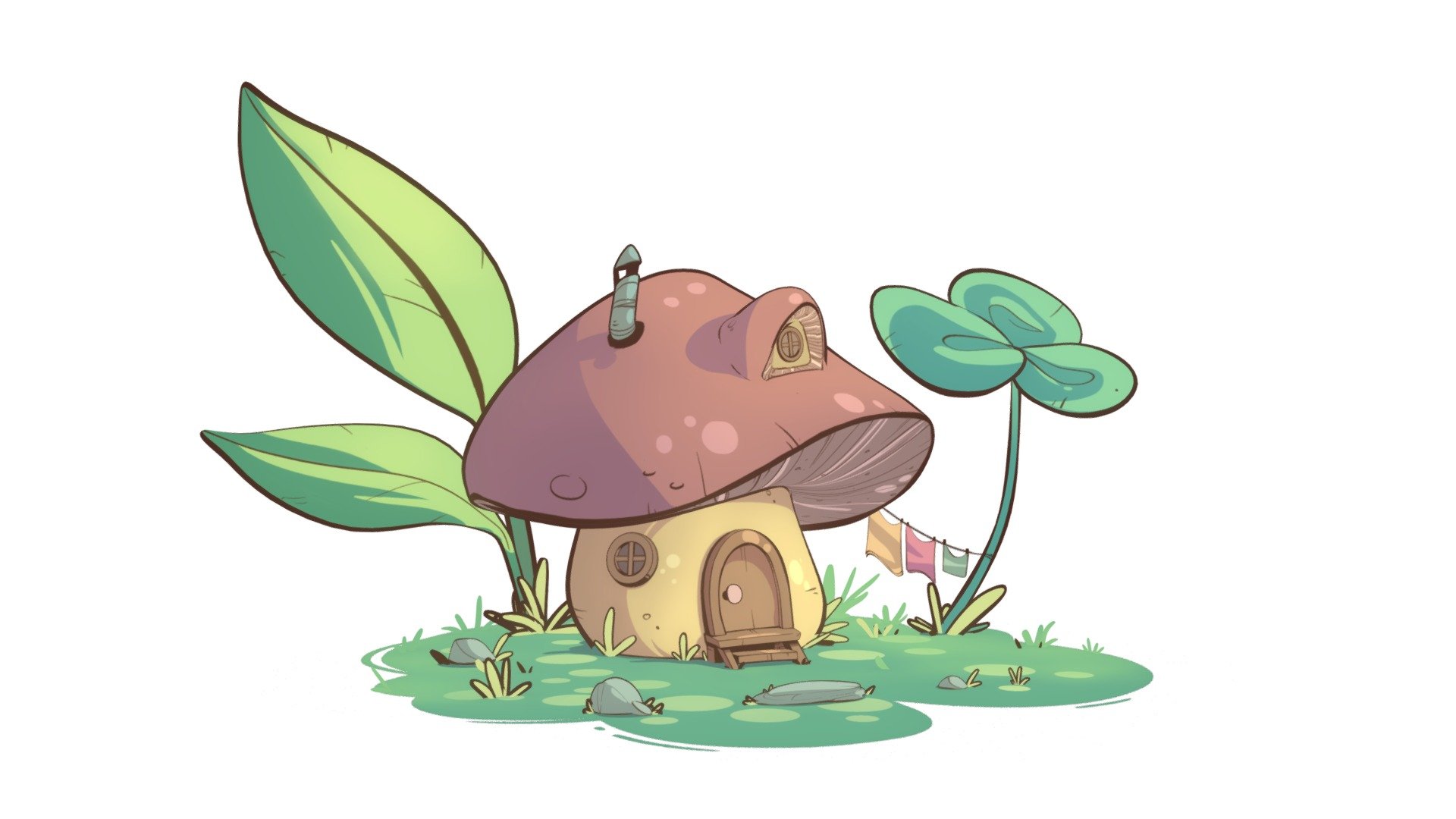 A stylized mushroom house! More high poly than usual, my goal was to make it production ready. 
I really liked the vibe of this piece and thought it would look even better with a little bit of animation!

Original concept by Yoshi Itice (https://www.instagram.com/p/CG2VbM4DKSH/?igshid=1oobpuv90z4p3).
Find me on Artstation! https://www.artstation.com/puneet-jagwani - Mushroom House - 3D model by Puneet Jagwani (@Puneet.Jagwani) 3d model