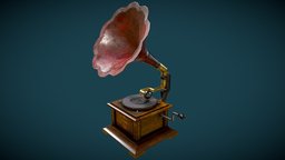 Vintage Grammophone music, vintage, player, record, vinyl, props, old, dusty, phonograph, digital3d, props-assets, grammophone, substancepainter, maya, modeling, texturing, lowpoly, gameart, environment, gameart2019