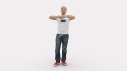 Man In Whit Shirt Red Shoes 0776 style, shirt, people, clothes, shoes, miniatures, realistic, character, 3dprint, model, man