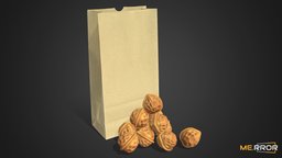 [Game-Ready] Korean Walnut Bread walnut, topology, ar, snack, bread, traditional, korean, paperbag, photogrammetry, scan, 3dscan, gameready, noai, walnutbread, walnutsnack