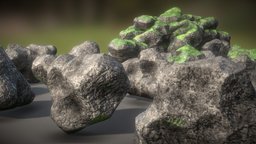 Mountain Cliff Rock Package (Low-Poly) mountain, cliff, baked, moss, mossy, rocky, game-ready, seamless, 3dhaupt, mountain-rock, software-service-john-gmbh, low-poly, pbr, stone, rock, rock-stones