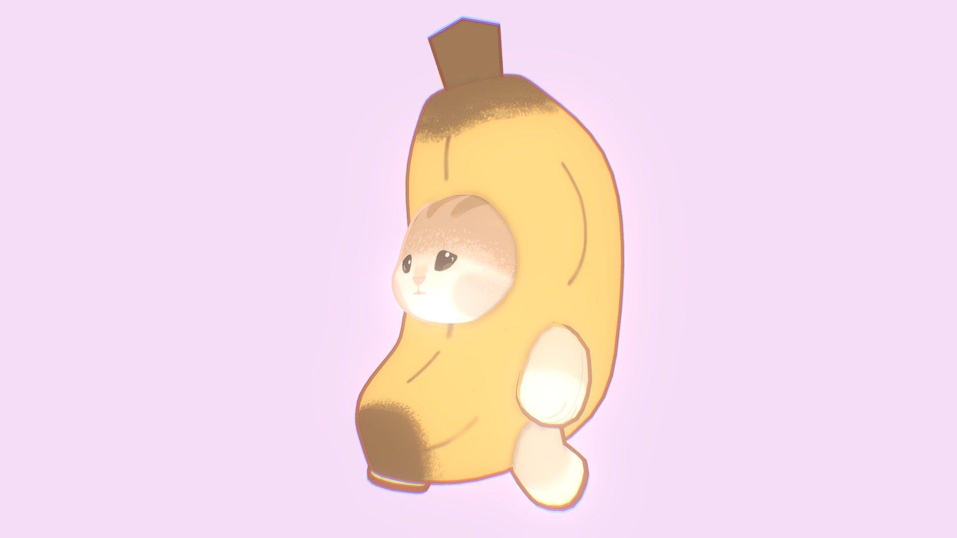 Somehow second work with animal in banana BUT now with walk cycle) - Cute Cat in Cute Banana - Download Free 3D model by SOBOL (@sbl-cool) 3d model