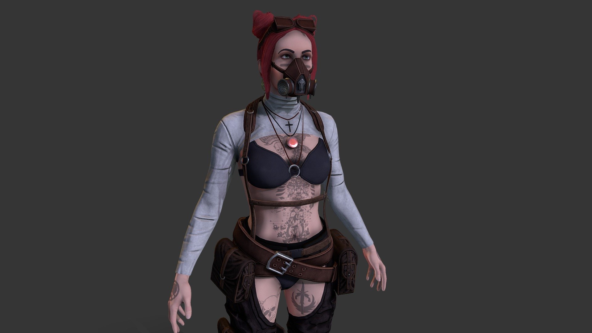 Wasteland girl 3d model, pbr textures, game-ready and low poly - Wasteland Girl - 3D model by kir_the_great 3d model