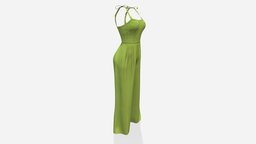 Female Bowtie Straps Jumpsuit green, cute, fashion, bow, girls, clothes, summer, straps, tie, realistic, real, sweet, casual, womens, beige, shoulder, peach, jumpsuit, pretty, wear, shoulders, pbr, low, poly, female, loungewear