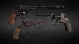 Nagant Revolver world, revolver, old, nagant, substance, weapon, blender, pbr, lowpoly, gameart, substance-painter, gun