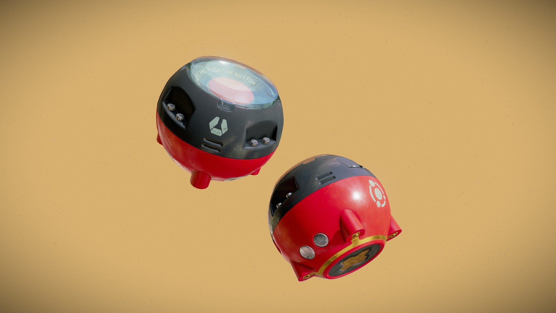 low poly grenade game asset 4K PBR textures - Sci-fi Grenade - 3D model by 3D Chop Art (@3dchop) 3d model