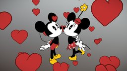 Mickey & Minnie anniversary kiss mouse, mickey, hearts, birthday, disney, anniversary, mickeymouse, blenderanimation, minnie, waltdisney, minniemouse, blender, blender3d, animation
