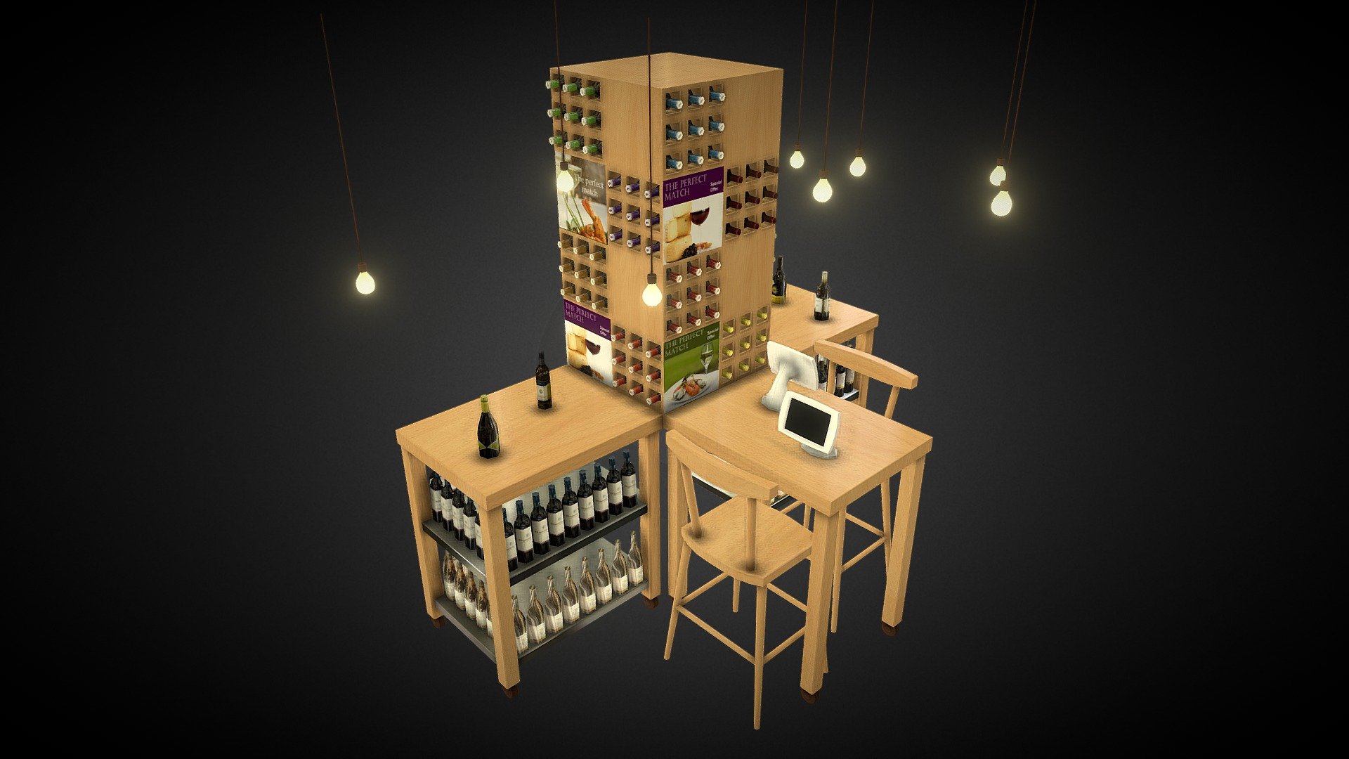 Wine Tasting Station - Buy Royalty Free 3D model by richardK 3d model