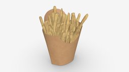 French fries in paper box 02 food, french, packaging, template, fast, brown, cardboard, potatoes, mockup, box, fries, 3d, pbr, design