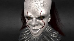 Pennywise clown, it, realistic, 3dsculpt, pennywise, 3d, texture, creature, zbrush, 3dmodeling