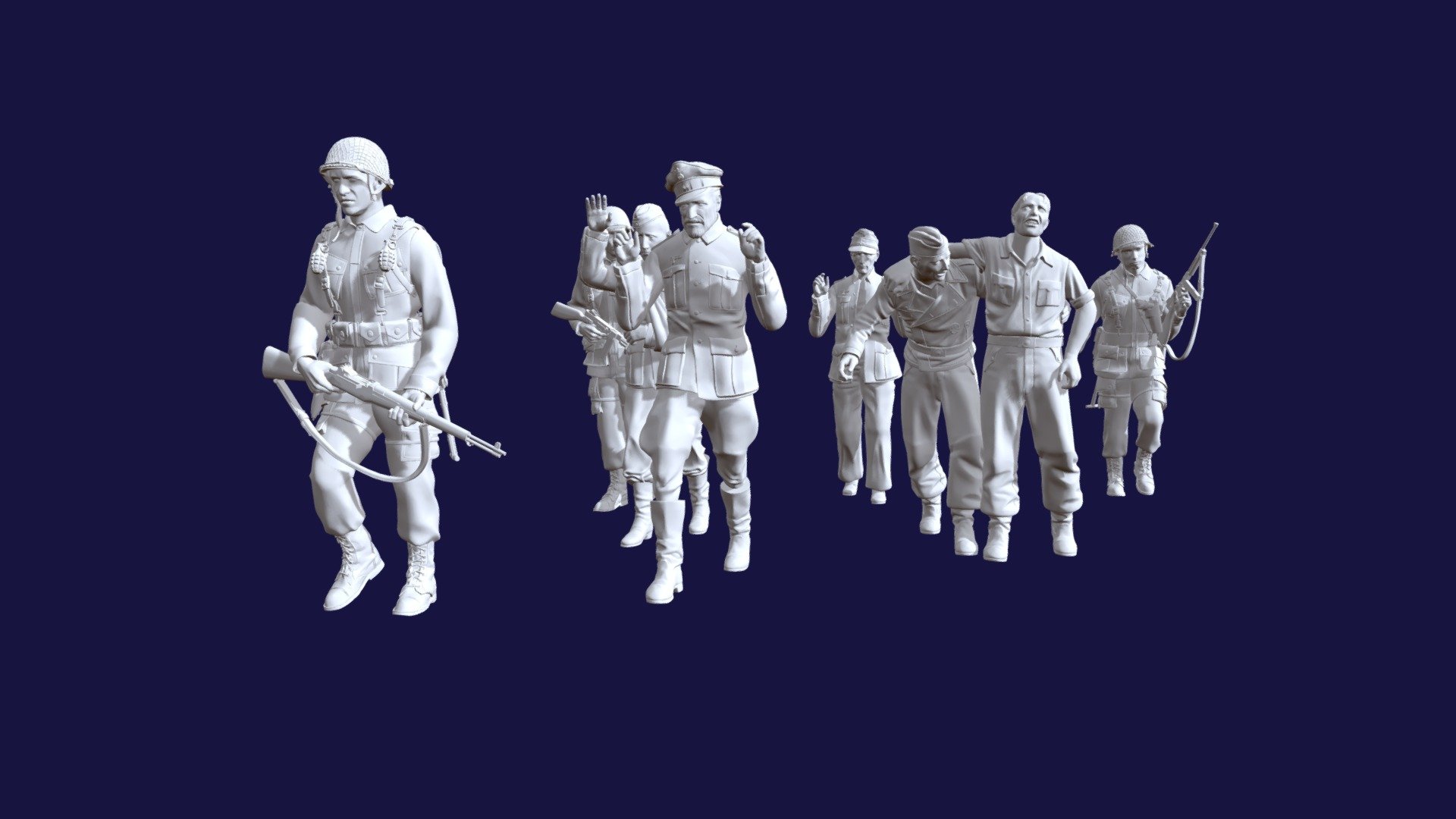 The format is OBJ, STL. Model for printing on a 3d printer. Scale 16 - USA SOLDIERS AND CAPTURED - Buy Royalty Free 3D model by explorertit36@gmail.com (@paydi) 3d model