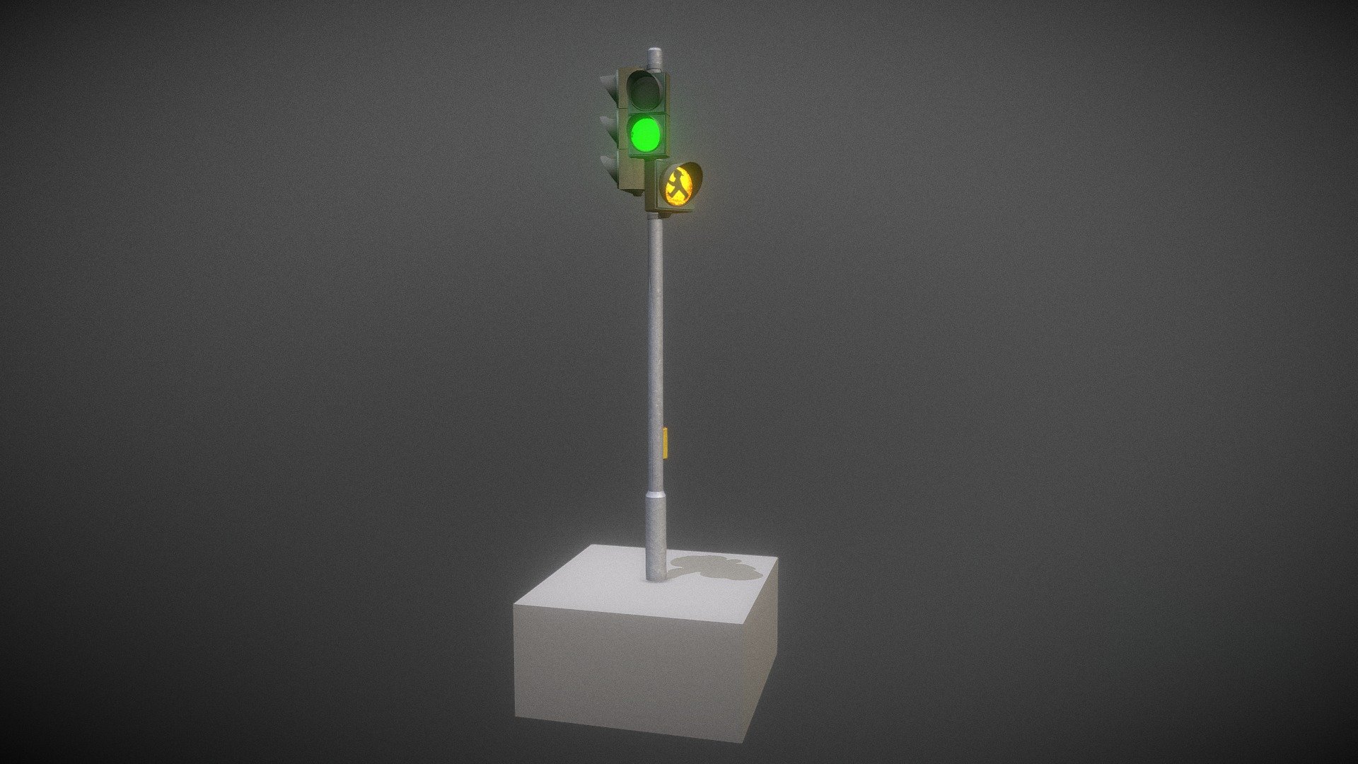 Eine Ampel mit gelbem Warnlicht für Fußgänger 3d model