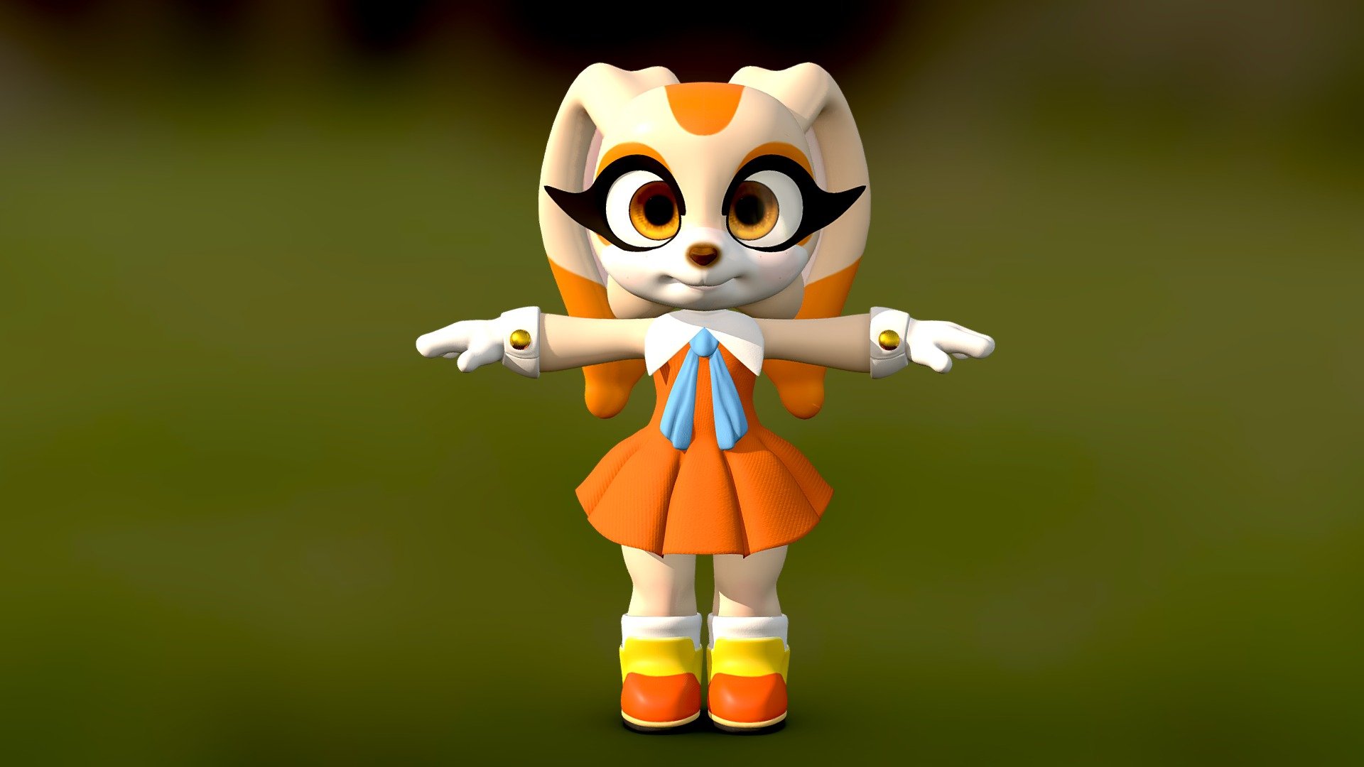 Cream The Rabbit Pose T | A clean model and in the T pose can be downloaded (free) from Gumroad (terraxy.gumroad) - Cream The Rabbit Pose T - Download Free 3D model by Teva (@TerrAxy) 3d model