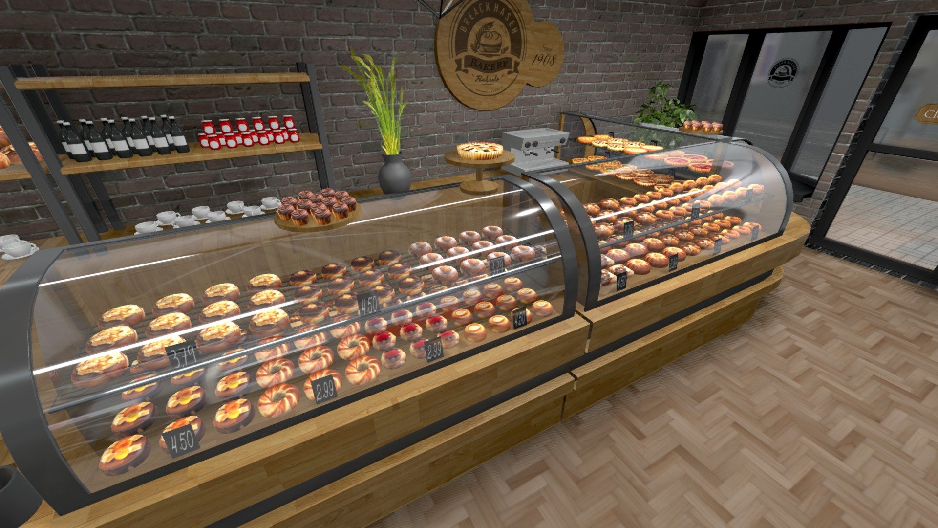 Step into a delicious world of pastries with this charming 3D asset! Explore a fully furnished pastry shop filled with mouthwatering treats. From flaky croissants to decadent pies, the shelves are stocked with irresistible delights. Enjoy the seating area or gaze at the tempting displays in the inviting exterior. Perfect for architectural visualization, game development, and more. Bring the sweet aromas and delightful atmosphere of a pastry shop to your projects! - Bakery / Pastry shop - Buy Royalty Free 3D model by Janis Zeps (@zeps9001) 3d model