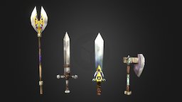 Hand Painted Weapons Vol.3 Swords,Axe props, swords, handpainted, unity, asset, axe, sword