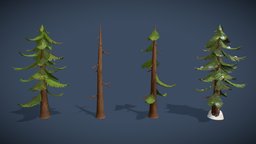 Stylized Pine Trees Collection tree, snow, christmas, trunk, snowy, props, nature, ue4, unrealengine, pinetree, pbr, wood, stylized, fantasy, gameready, ue5
