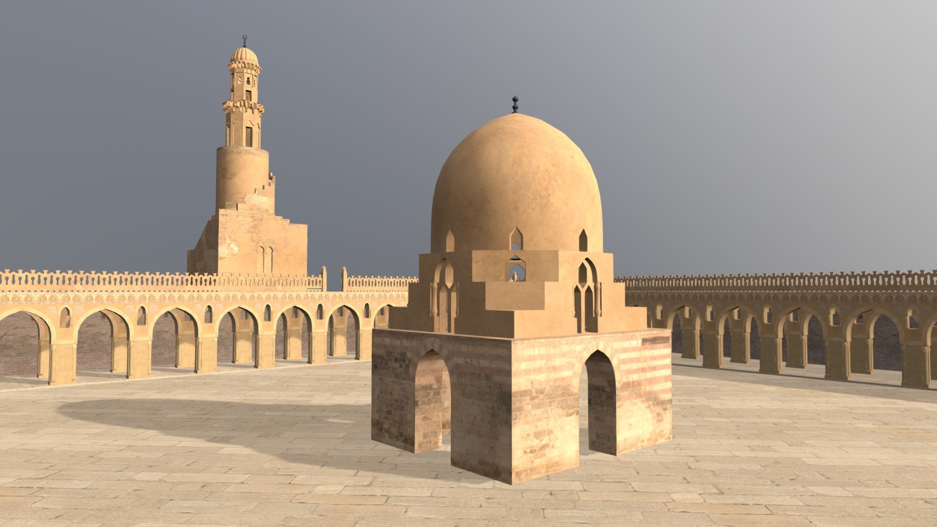 Ahmed ibn Tolon mosque , located in Egypt , from the Tolon state , Abasy period - Ahmed Ibn Tolon Mosque, Cairo Egypt - 3D model by Ahmed Ragab (@Ahmed_Ragab90) 3d model
