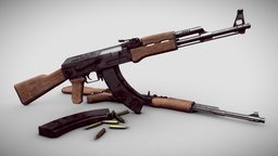 AK-47 Automatic Rifle rifle, ak, gamedev, ak-47, indiedev, assault-rifle, downloadable, game-asset, game-model, weapon-3dmodel, 3d-art, assultrifle, gameready-lowpoly, weapon, maya, substance-painter, maya2018, gun, ak47, download, gameready