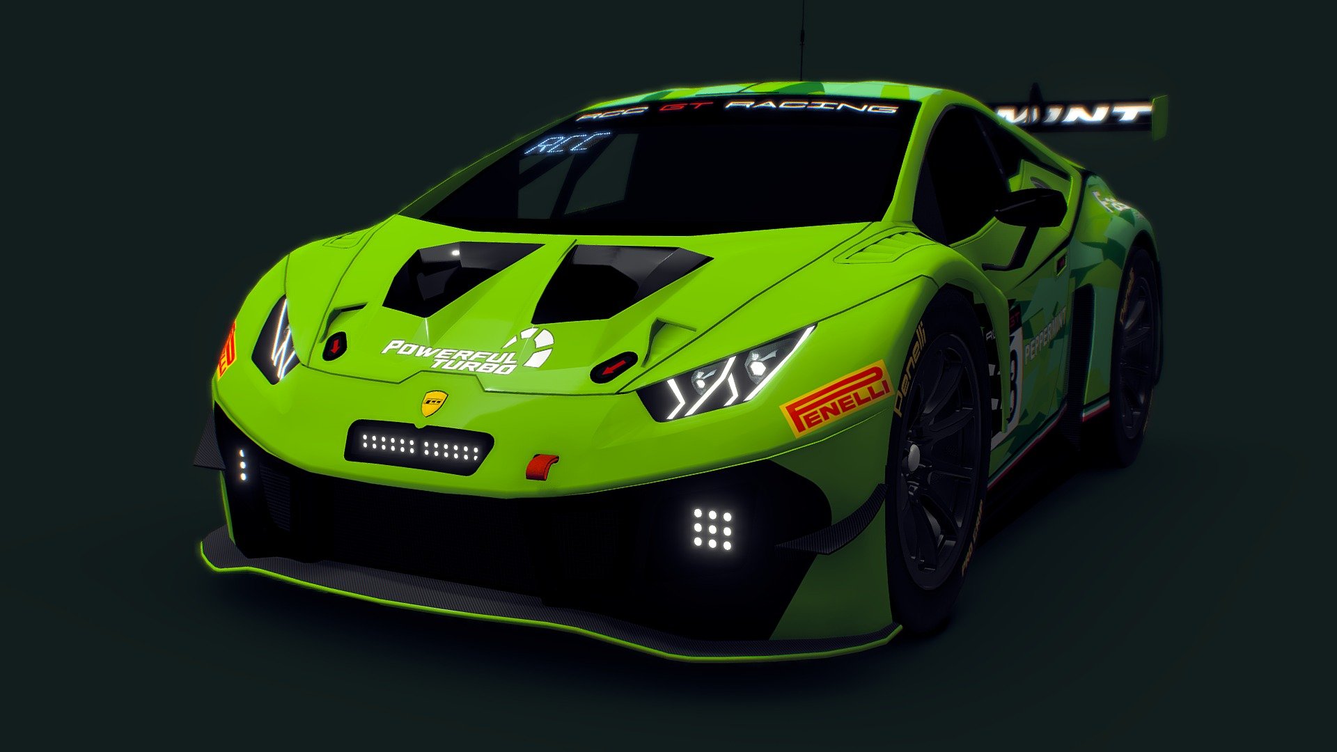 This is a modern day cartoon car, without interior. It’s intended for mostly mobile users who don’t need detailed interior and want to have more performance, at the same time having good looking exterior.

Model is based on Lamborghini Hurracan GT3 EVO, with a naturally aspirated V10 engine 3d model