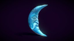 Blue moon  (no need to downlead) moon, angry, cartoony, cartoon, blue, blue-moon