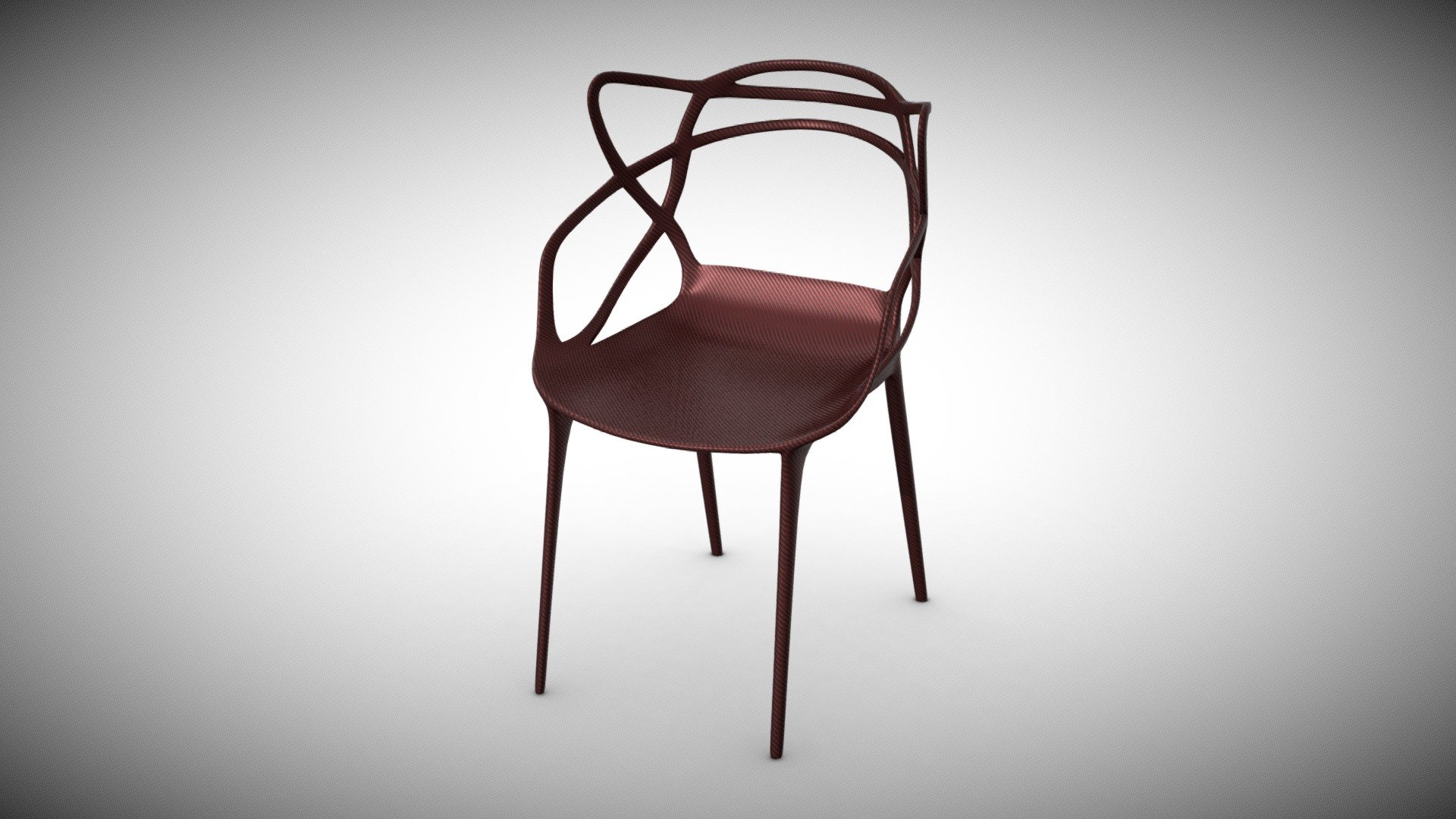 High poly model of a designer chair made up of carbon fiber 3d model