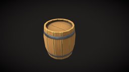 Stylized lowpoly wine barrel