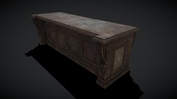 Renaissance End Table office, bedroom, viking, medieval, surface, study, furniture, table, vr, renaissance, decor, elegant, writing, carved, saxon, norse, furnishings, wood, interior, church